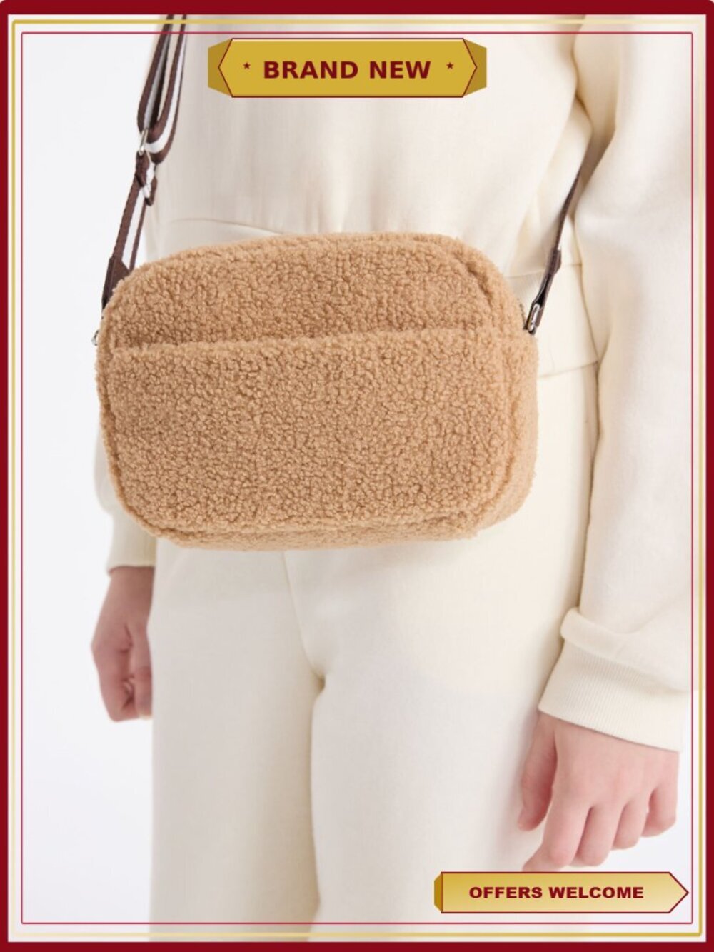 Faux Shearling Camera Bag Crossbody Mini Purse Girls Fluffy